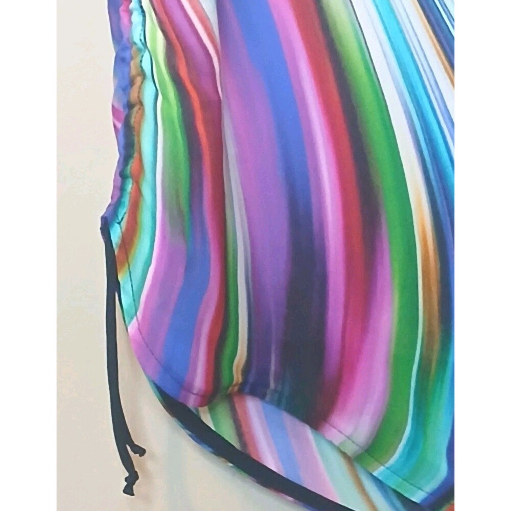 Milly Silk Dress Sz 8 Multicolor Shift Style Swirl Print w Rouched Side Hem $345 - Picture 8 of 15
